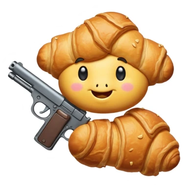 Croissant holding a gun sticker