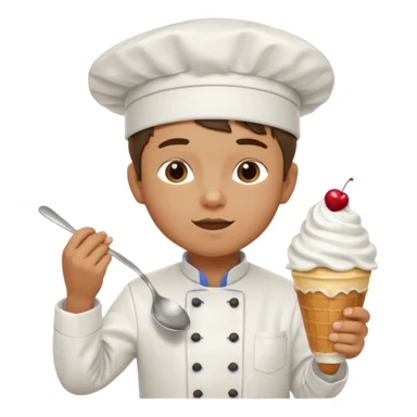 Young Male Chef eating sundae with spoon sticker