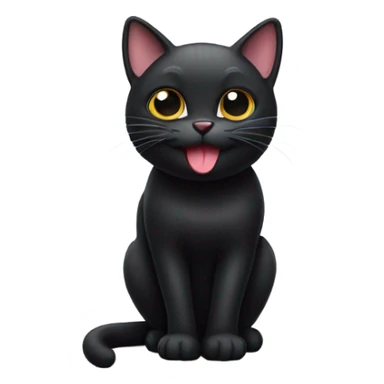 Black cat with tongue sticking out sticker