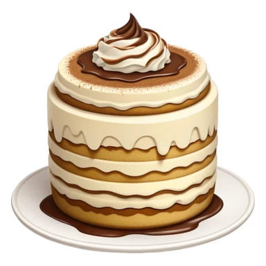 Tiramisu Cinematic Realistic Tiramisu Dessert Emoji, depicted as a delightfully messy, layered tiramisu with coffee-soaked sponge and mascarpone cream, rendered with rich textures and warm, indulgent lighting. sticker