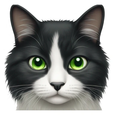 Tuxedo cat - green eyes - fluffy sticker