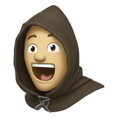 medieval saboteur laughing and escaping, hooded sticker