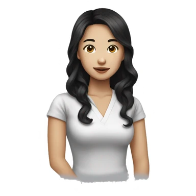 wavy black haired asian girl pharmcist sticker