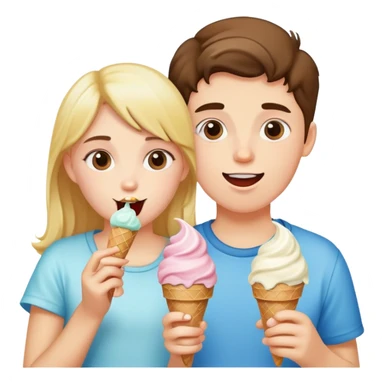 girl and boy eating ice cream sticker
