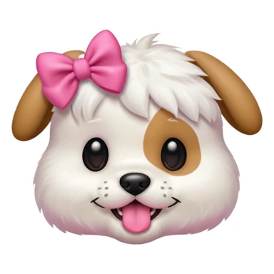 This puppy HEAD 🐶 with a pink bow and tongue out, please in apple ios emoji stylem not fluffy!! sticker