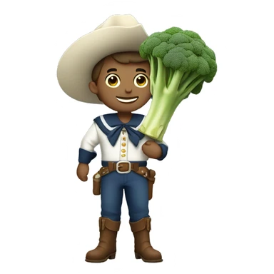 cowboy wearing a cute sailor suit holding broccoli to the full moon sticker