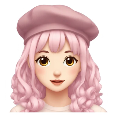 Gorgeous pastel anime girl with blushing face and hair garnitures and pretty hair and a beret aesthetic trending style sticker