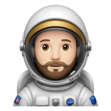 astronaut, white suit and helmet with beard sticker