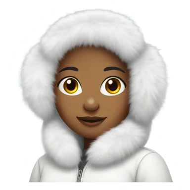 Girl in white big fluffy fur ear muffs sticker