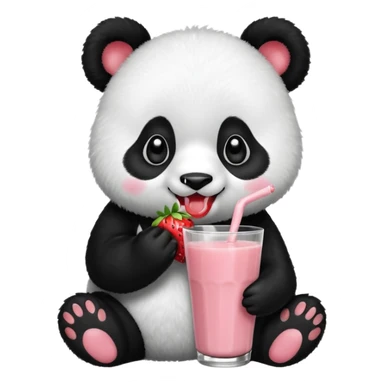Panda drinking strawberry milk sticker
