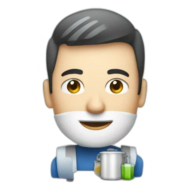 male worker standing next to water boiler sticker