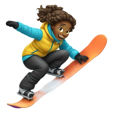 Girl falling snowboarding sticker