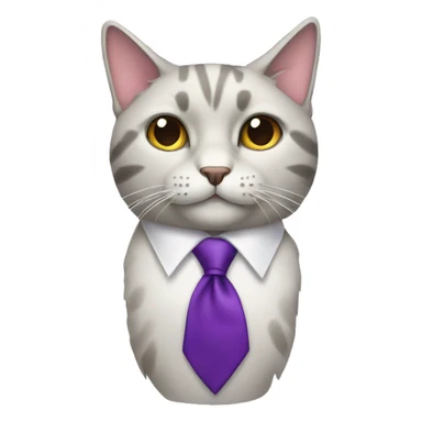 A cat with a purple tie sticker