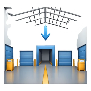 modern warehouse with an arrow that points in sticker