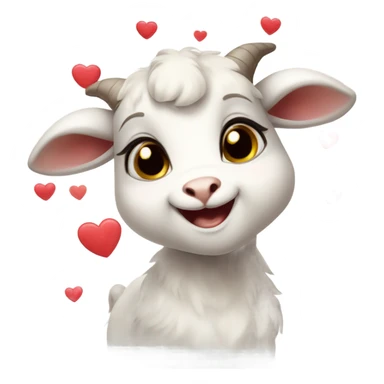 Cute Baby goat with hearts around the face  sticker