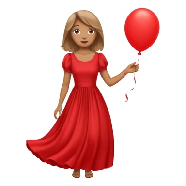 female wearing dress, holding balloon, sticker
