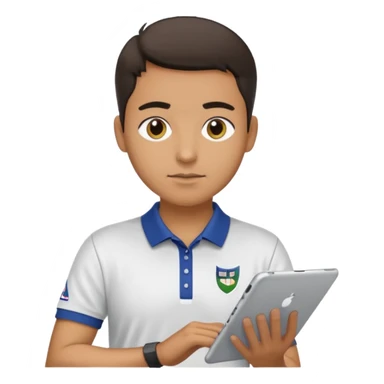 Working on iPad Pro wearing a USI golf shirt sticker