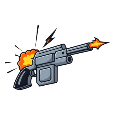 Cartoon gun blast with action effects sticker