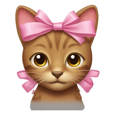 Brown cat with pink bow sticker