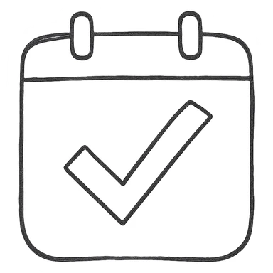 calendar with a bold checkmark, symbolizing an important meeting sticker