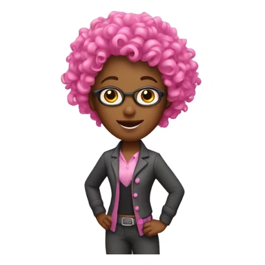 Pink teacher dancers in curly hear  sticker