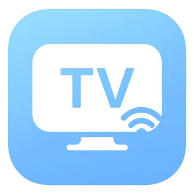 smart tv, iOS app icon style, rounded square, glossy, modern, minimal, blue and white sticker