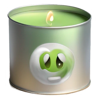 pretty matcha scented candle in silver tin realistic sticker