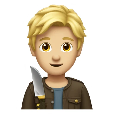 blond boy lance un couteau sticker