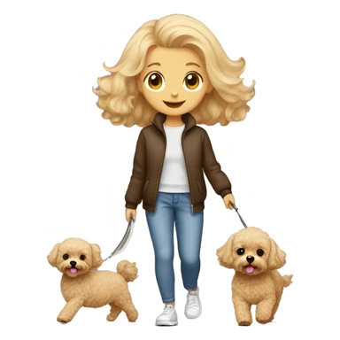Brown Maltipoo walk with blonde girl sticker