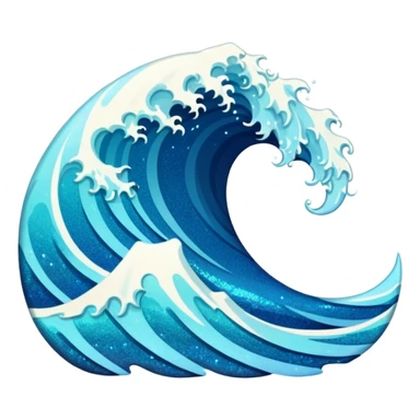 glitter wave ocean surf cian sticker