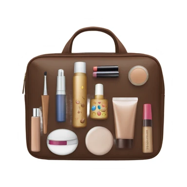 Brown Cosmetic Bag with cosmetics sticker