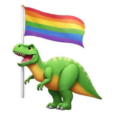Dinosaur with rainbow flag sticker