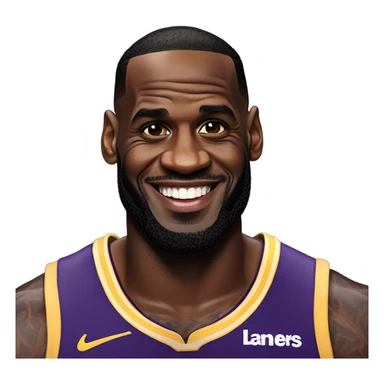 LeBron James in his lakers jersey smiling sticker
