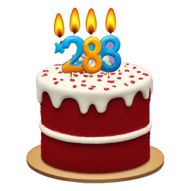 red velvet birthday cake with candles that say 28 sticker