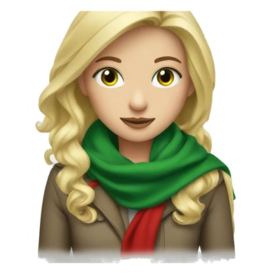 cold blonde girl with green eyes red scarf  sticker