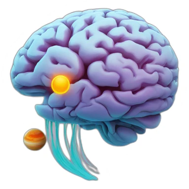Brain seen from the side surrounded by saturn sticker