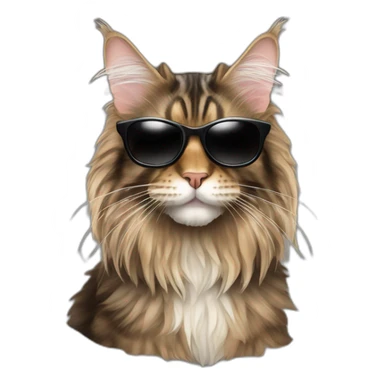 Tabby maine coon with sunglasses sticker