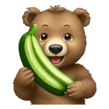 baby grizzly eating cucumber sticker