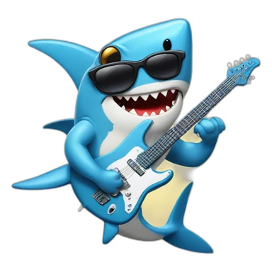 Shark with sunglases and an electric gitar sticker