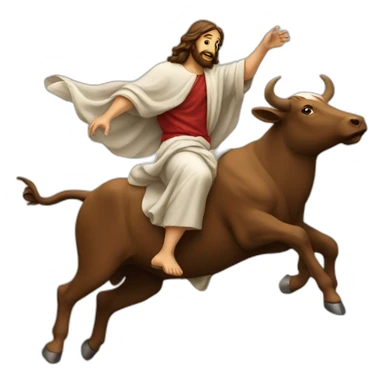 jesus riding a bull sticker