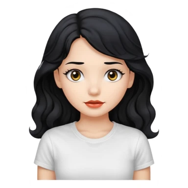 Beautiful girl,Black hair,wavy hair long hair,Black eyes, white T-shirt sticker