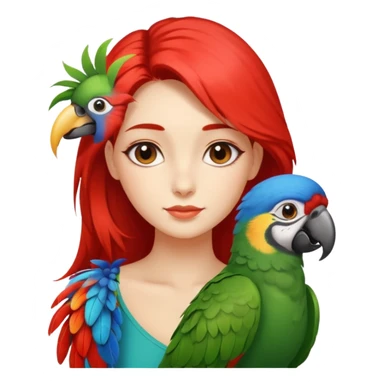 Girl with a parrot on her shoulder sticker