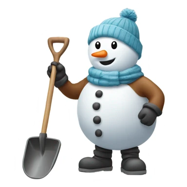 Snowman holding shovel  sticker