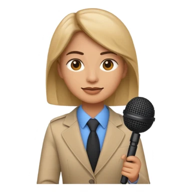 CNN journalist emoji holding a microphone with CNN logo, professional attire, neutral background sticker