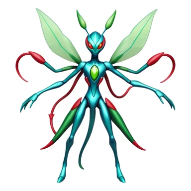  Cool Edgy Shiny Futuristic Ethereal Legendary Scizor-Deoxys-Digimon-Flygon-hybrid full body sticker