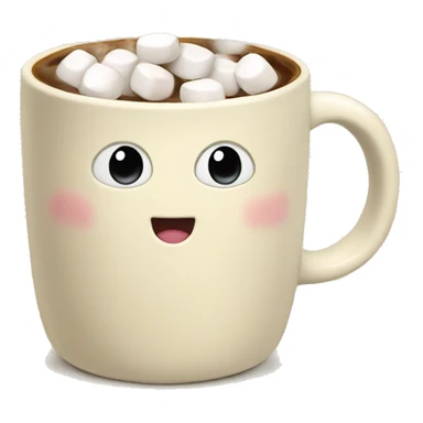 Cream colored Coffee mug with steam and little marshmallows inside sticker