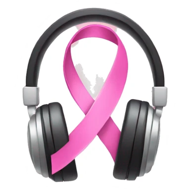 Headphone with pink ribbon sticker