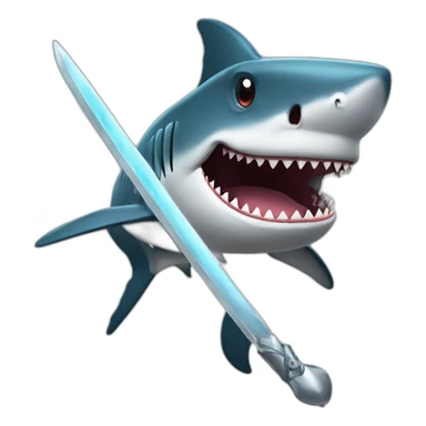 a shark with a medievial sword sticker