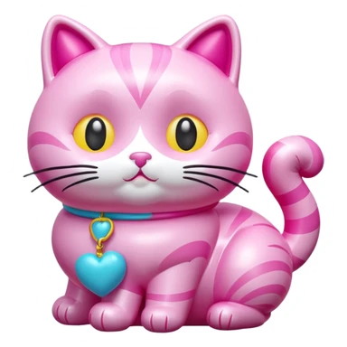rococo kawaii style inflatable pink puffy cat sculpture  sticker
