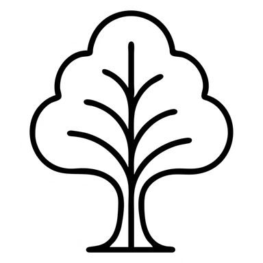 Elegant tree silhouette with flowing lines, corporate environmental responsibility symbol, refined and professional sticker